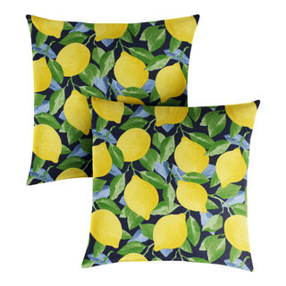 Yellow Lemons Outdoor Pillows Set Farmhouse Outdoor Cushions And Pillows by Sorra Home Houzz