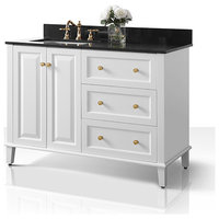 Hannah 48" Off Centered Left Bath Vanity Set, White With Gold Hardware ...