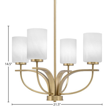 Cavella 4-Light Chandelier, New Age Brass, 4" White Marble Glass