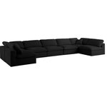 Meridian Furniture - Serene Linen Textured Fabric Deluxe Comfort 7-Piece U-Shaped Sectional, Black - There's lots to love about the Serene linen textured deluxe cloud-like comfort modular collection, and this piece is not an exception. The soft black linen textured fabric is cozy and sleek to the touch while the overstuffed down/feather cushions provide gentle support so you can relax and unwind like a VIP. Customize your seating with this modular set by adding the pieces you like most. Latches under each piece make it easy to snap them into position for a look that's modern yet welcoming.
