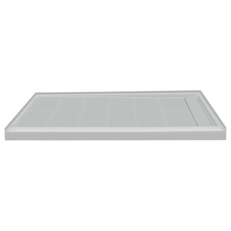 Transolid Linear 60"x36" Rectangular Alcove Shower Base, Gray, Right Hand