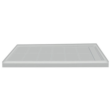 Transolid Linear 60"x36" Rectangular Shower Base With Right Hand Drain, Gray