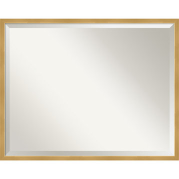 Svelte Polished Gold Beveled Wood Bathroom Wall Mirror - 29.5 x 23.5 in.