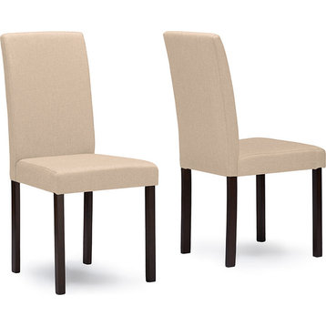 Andrew Contemporary Espresso Wood Beige Fabric Dining Chair, Set of 2