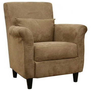 Bowery Hill Contemporary Microfiber Upholstered Club Arm Chair in Tan