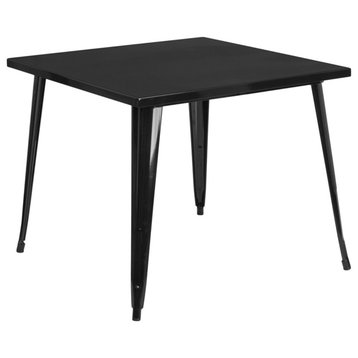 35.5'' Square Black Metal Indoor-Outdoor Table