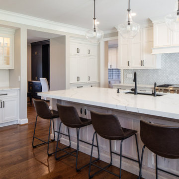 White Inset Cabinets with Knotty White Oak Island