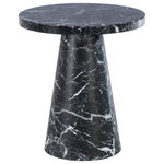 Meridian Furniture - Omni End Table, Black - Give your room an upscale boost with the addition of this 20-inch Omni end table. Made from black faux marble, this table looks so genuine that no one but you will know that it's not the real thing. The sleek base has a sculptural look for added aesthetic appeal in the den, living room or elsewhere. Pair this table with the coordinating Omni coffee table for an even more luxurious look.