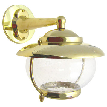 Garden Bubble Glass Sconce (Indoor / Outdoor / Solid Brass), Unlacquered Brass