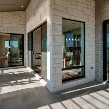Milgard Black Fiberglass and Aluminum Windows and Doors - TX Lake House