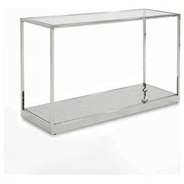 Modrest Braxton Contemporary Clear Wave Glass Console Table