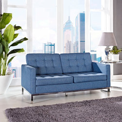 Florence Style Blue Wool Loft Loveseat - Loveseats