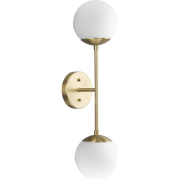 Haas Collection 2-Light Mid-Century Modern Wall Sconce, Brushed Bronze