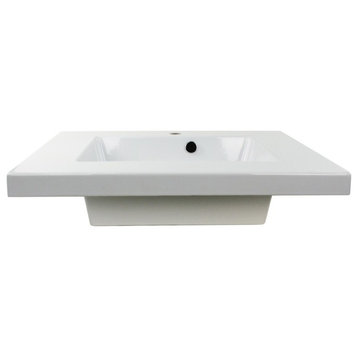 Stylish Ceramic Wall Mounted, or Built-In Bathroom Sink, One Faucet Hole