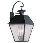 Livex Lighting - Mansfield Outdoor Wall Lantern, Black - With stunning seeded glass and a black finish, this outdoor wall lantern will make an elegant addition to any outdoor space. Formed from solid brass & traditionally-inspired, this downward hanging outdoor wall lantern is perfect for a driveway, back porch or entry way.
