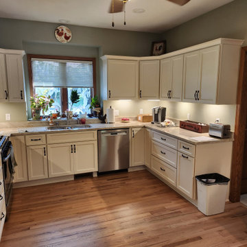 After Contemporary Kitchen Refacing in Eggshell