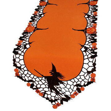 Witch Embroidered Cutwork Table Runner, 15''x54''