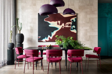 Example of a trendy dining room design in Chicago