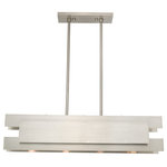 Livex Lighting - Livex Lighting Brushed Nickel 4-Light Linear Chandelier - This stylish, modern four light linear chandelier features a chic look and can be mounted any where in the home from over a kitchen island or table to over the pool table in the game room. Its light design is created with square and rectangular panels of steel in a brushed nickel finish.