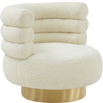 Naomi Faux Shearling Swivel Chair Cream