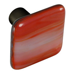 CKP - Art Glass Knob, Red & White Swirl, Oil-Rubbed Bronze Base - Cabinet And Drawer Knobs