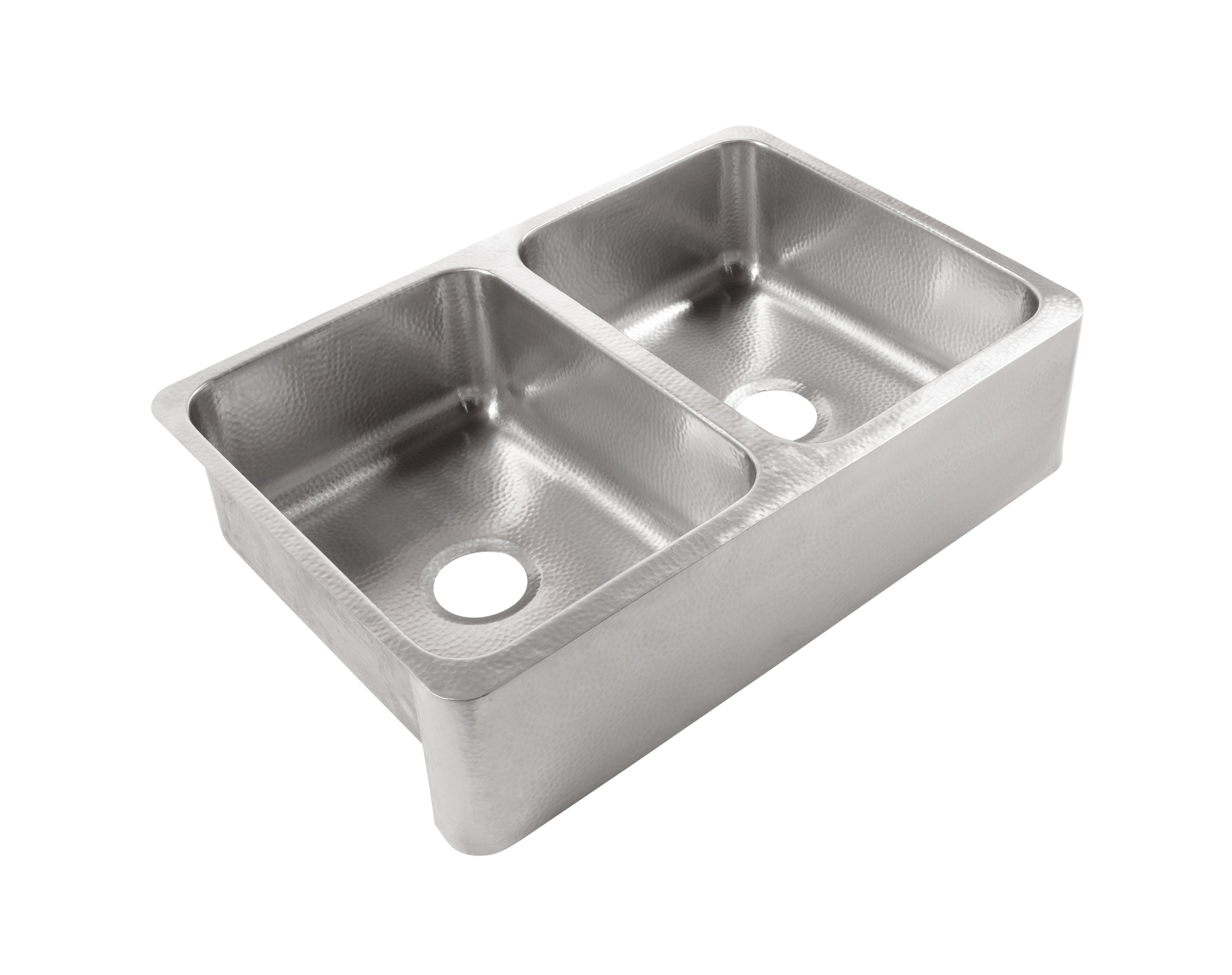Lange Stainless Steel 32" Double Bowl Farmhouse Undermount Kitchen Sink, Brushed Stainless Steel