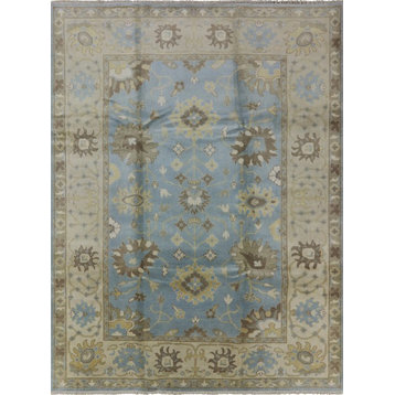 Traditional Blue 9'x12 Oriental Floral Oushak Hand Knotted Wool Area Rug H9161