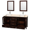 Wyndham Collection 72" Espresso Lucy Double Sink Vanity With Ivory Marble Top