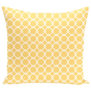 Link Lock Geometric Print Pillow, Lemon, 26"x26"