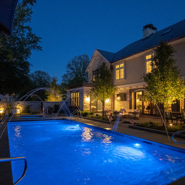 River Forest, IL Rectilinear Swimming Pool with Hot Tub