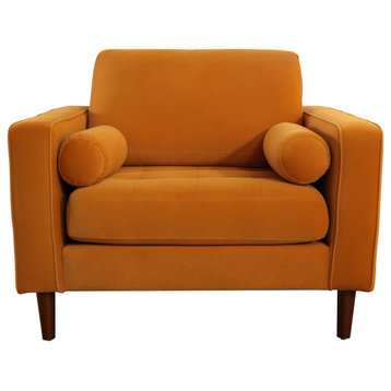Frederick Modern Contemporary Velvet Armchair, Gold