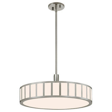Capital LED Pendant With White Glass, Satin Nickel, 22"