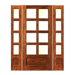 Prehung Rustic-8-lite-P/B French Solid 1 Panel IG Glass Sidelites Door - Patio Doors