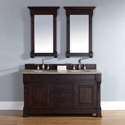 60 inch Mahogany Finish Double Traditional Bathroom Vanity Optional Top - Bathroom Vanities And Sink Consoles