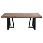 Alpine Furniture - Prairie Rectangular Dining Table, Natural/Black - Set a farmhouse chic dining room with an attractive two-toned Prairie Dining Table in distressed Natural and Black. Supporting sustainable methods, this dining table is constructed with a reclaimed distressed solid pine wood top. For added visual appeal, it is bolstered with a geometric black base. This dining table styles well with a bench and dining chair combination and comfortably seats six.