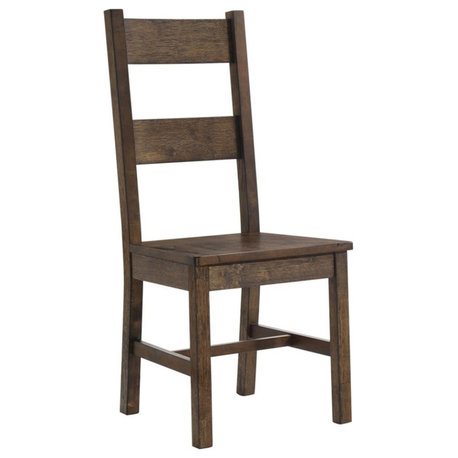 Maklaine Contemporary Wood Dining Chairs with Ladder Back in Brown