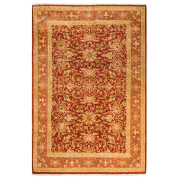 Eclectic, One-of-a-Kind Hand-Knotted Area Rug Orange, 6'4"x9'3"