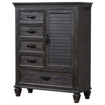 Coaster Franco Farmhouse Wood 5-Drawer Gentleman's Chest in Gray