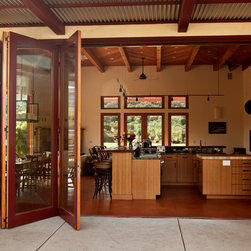 Custom Red Five-Panel Bi-Fold - Patio Doors