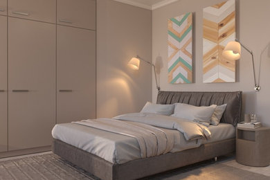 Example of a minimalist bedroom design in Other
