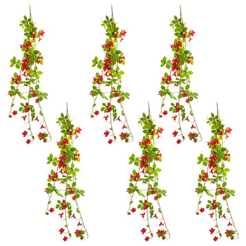 Floral Vine (Set Of 6) 47"L Polyester, Red; Green