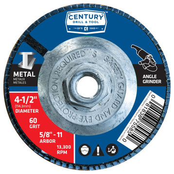 Century Drill and Tool 4.5" Zirconia Flap Disc, 60 Grit