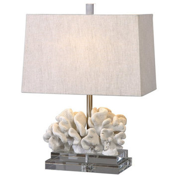 Bowery Hill Modern Coral Sculpture Table Lamp in Ivory and Beige