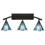 Toltec Lighting - Bow 3-Light Bath Bar, with 7" Sea Ice Art Glass, Black Copper - * The beauty of our entire product line is the opportunity to create a look all of your own, as we now offer over 40 glass shade choices, with most being available as an option on every lighting family. So, as you can see, your variations are limitless. It really doesn't matter if your project requires Traditional, Transitional, or Contemporary styling, as our fixtures will fit most any decor.