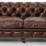 Four Hands - Conrad Sofa,Cigar 96" - This dramatic Chesterfield sofa has a grand, men's club feel. Saddle-toned, top-grain leather is lovingly aged - an effect that will intensify beautifully in time.