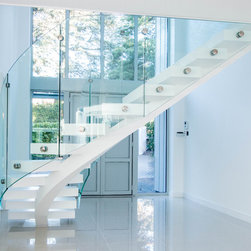 Curved White Middle Spine Staircase - Stair Parts