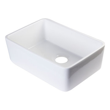 ALFI brand AB503-W Fireclay 23'' Single Farmhouse Kitchen Sink In White