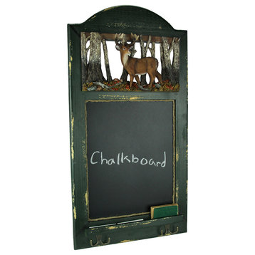Rustic Wood Frame Country Deer Hanging Chalkboard with Hooks