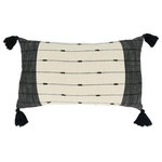 Saro Lifestyle - Chic Tassels Stripe Throw Pillow, Black/White, 12"x20", Poly Filled - Enhance your living space with this Stripe Throw Pillow. The timeless and versatile stripe pattern adds a touch of classic elegance. Made with high-quality materials, this pillow offers both comfort and a stylish accent to any room. Perfect for adding a sophisticated and visually appealing element to your decor.