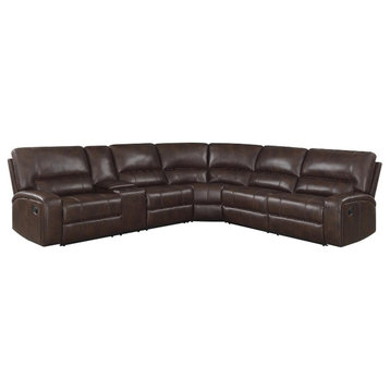 Coaster Brunson 3-piece Faux Leather Upholstered Motion Sectional Brown